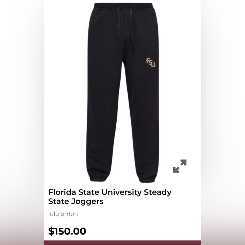 FSU v Luluemon medium Black Joggers M sold out nwt